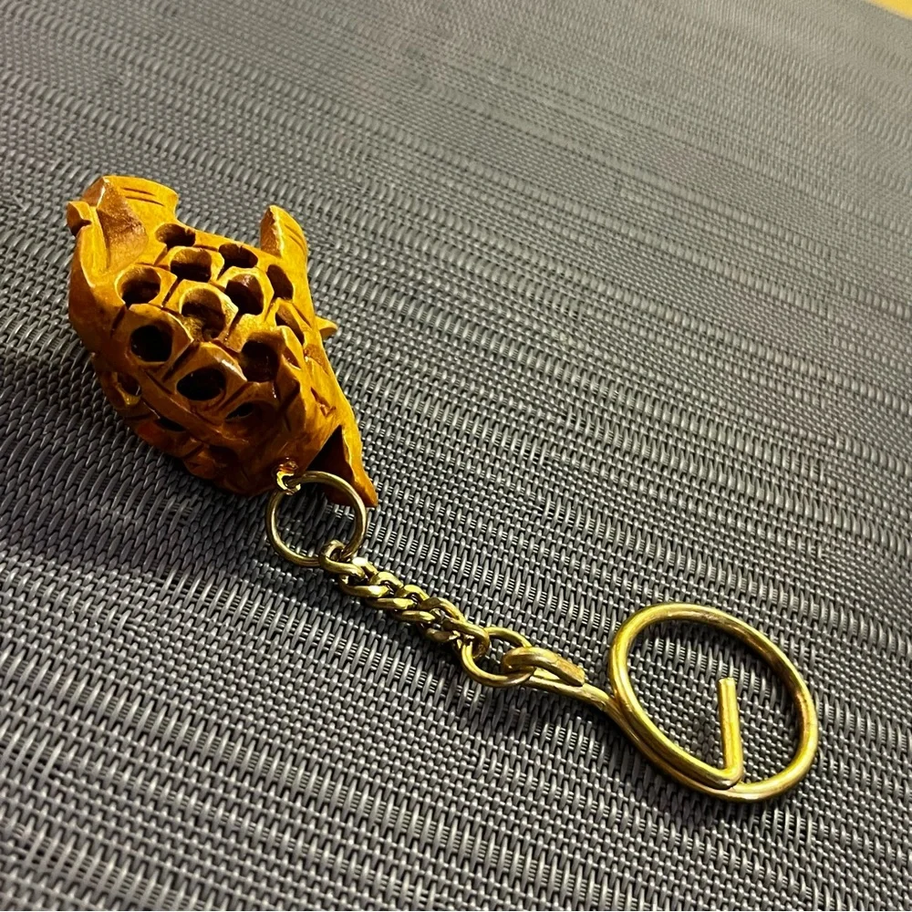 Hand Carved Wooden Elephant Good Luck Key Chain
